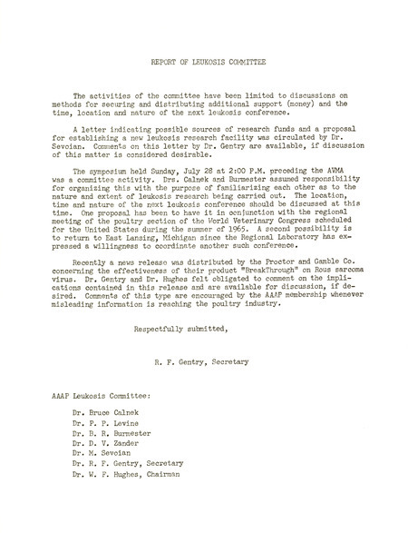 Item from a series of AAAP records containing committee member assignments, membership committee interest surveys, committee reports and correspondence that reflect the varied interests of the Association.