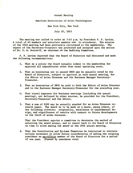 Item from a series of AAAP records containing committee member assignments, membership committee interest surveys, committee reports and correspondence that reflect the varied interests of the Association.