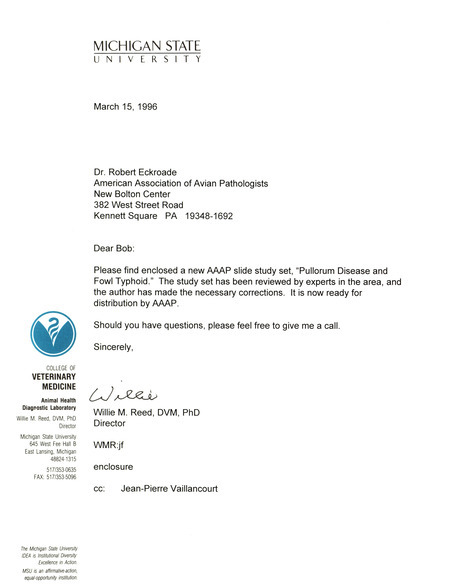 Item from a series of AAAP records containing slide study sets which consist of slides and their accompanying texts. The slide study sets mainly cover poultry diseases and their diagnosis, but also include other topics such as biotechnology in avian medicine and careers in avian medicine.
