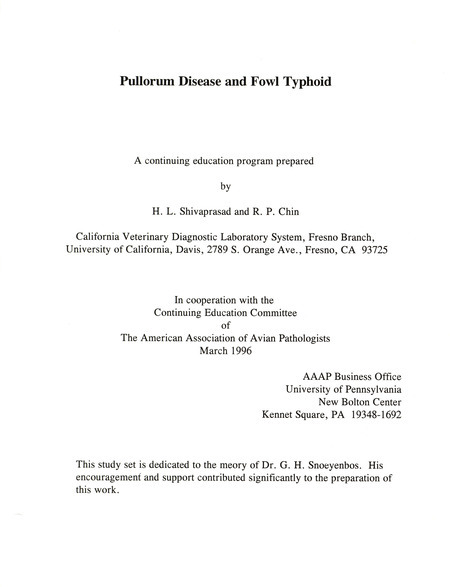 Item from a series of AAAP records containing slide study sets which consist of slides and their accompanying texts. The slide study sets mainly cover poultry diseases and their diagnosis, but also include other topics such as biotechnology in avian medicine and careers in avian medicine.