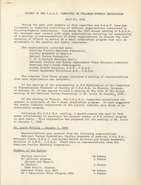 Item from a series of AAAP records containing committee member assignments, membership committee interest surveys, committee reports and correspondence that reflect the varied interests of the Association.
