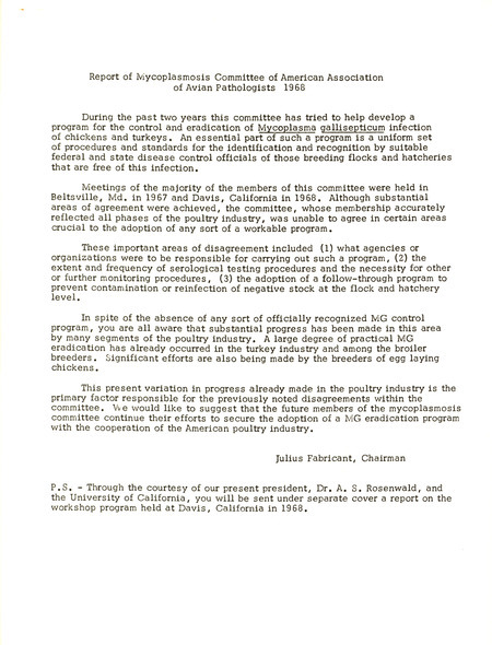 Item from a series of AAAP records containing committee member assignments, membership committee interest surveys, committee reports and correspondence that reflect the varied interests of the Association.