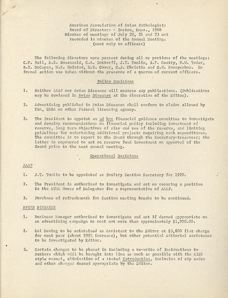 Item from a series of AAAP records containing committee member assignments, membership committee interest surveys, committee reports and correspondence that reflect the varied interests of the Association.