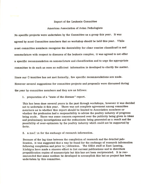 Item from a series of AAAP records containing committee member assignments, membership committee interest surveys, committee reports and correspondence that reflect the varied interests of the Association.