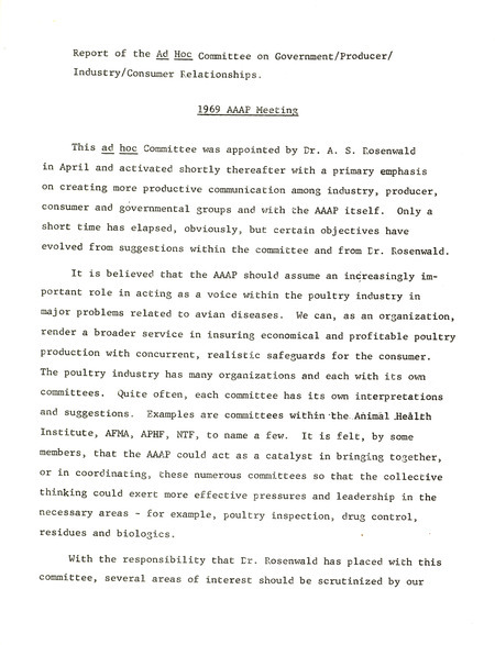 Item from a series of AAAP records containing committee member assignments, membership committee interest surveys, committee reports and correspondence that reflect the varied interests of the Association.