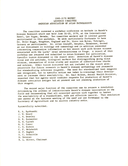 Item from a series of AAAP records containing committee member assignments, membership committee interest surveys, committee reports and correspondence that reflect the varied interests of the Association.