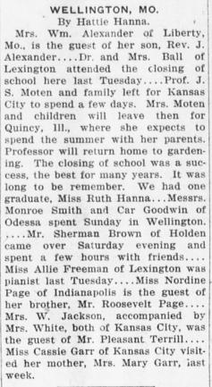 Report from Wellington, Missouri