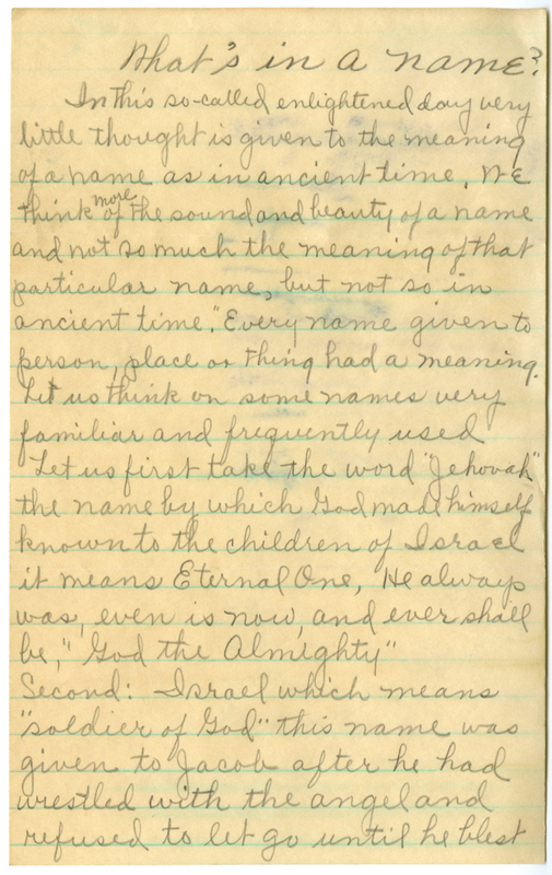 Handwritten sermon.