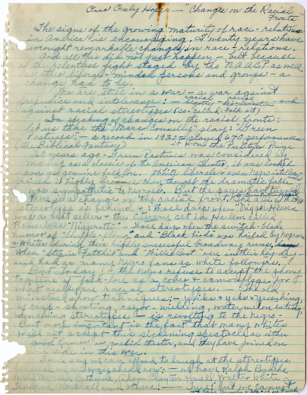 Handwritten essay on the ways American culture and society impacts African Americans.