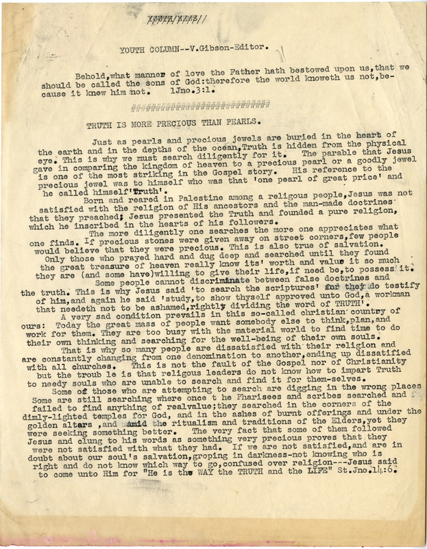 Gibson edited the Youth Column.