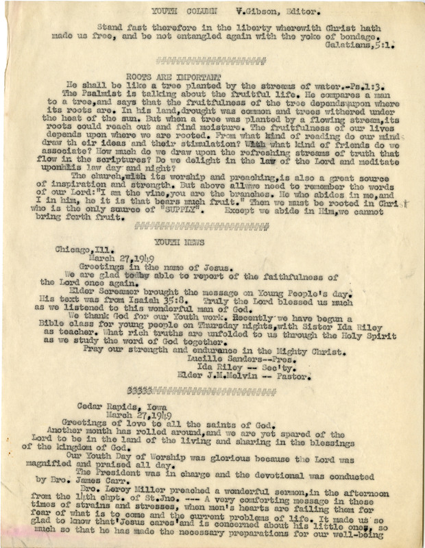 Gibson edited the Youth Column.