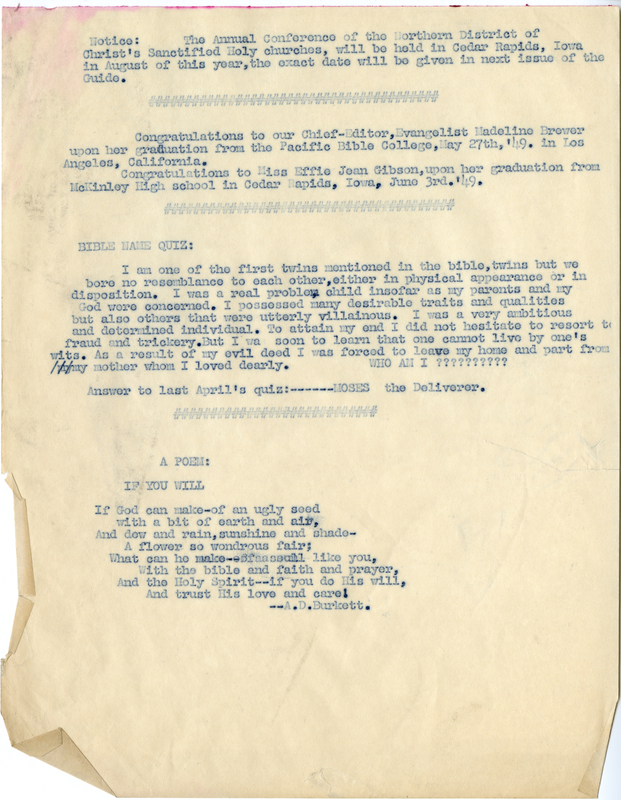 Gibson edited the Youth Column.