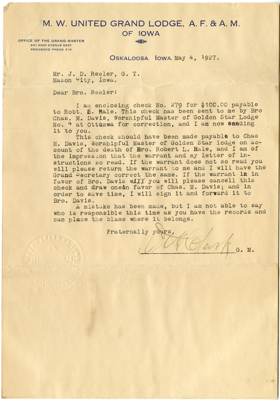 Letter informing of a corrected check being sent, as well as describing changes to be made if different circumstances arrive for where the money is allocated.