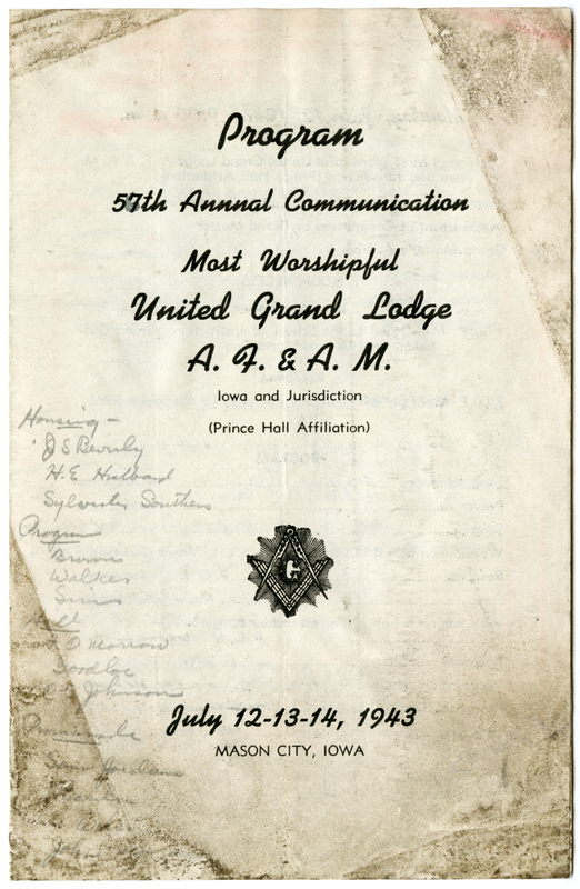 Program of events from July 12-14, some handwritten notes. Flood damage makes it difficult to read.