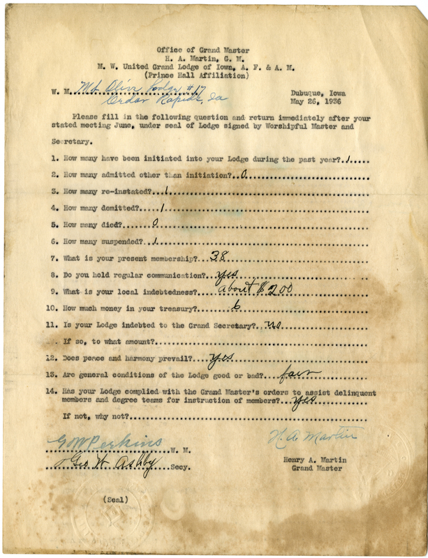 Lists lodge information: admissions, initiations, demits, reinstatements, deaths.