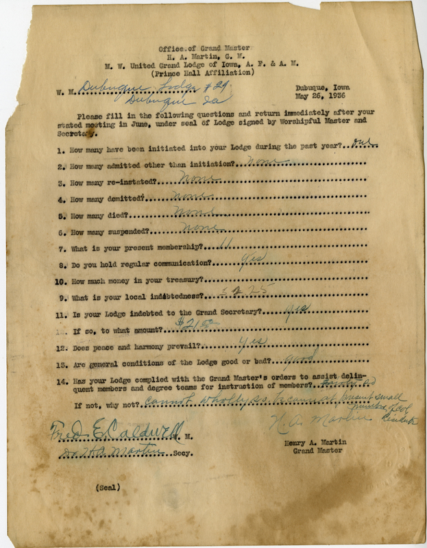 Lists lodge information: admissions, initiations, demits, reinstatements, deaths.