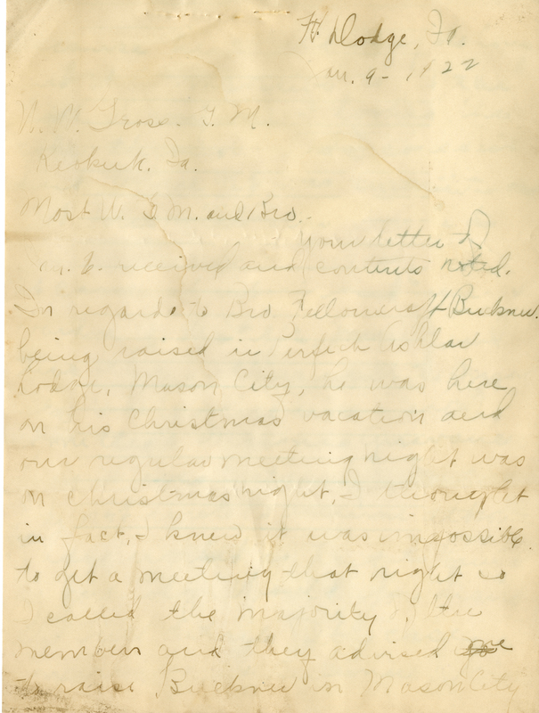Correspondence Between W. W. Gross And Clarence Coffman