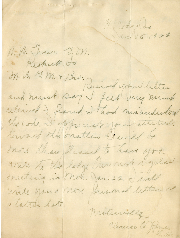Correspondence Between W. W. Gross And Clarence Coffman