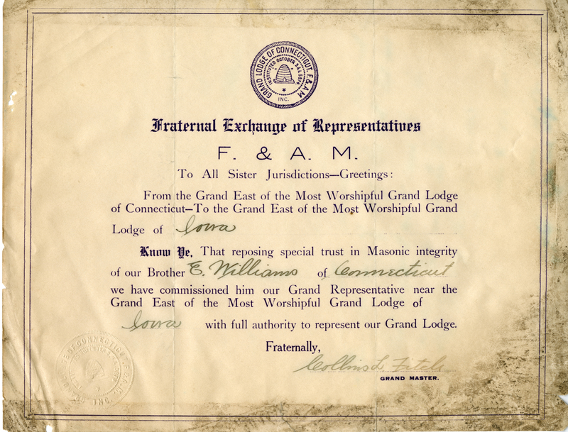 From Grand Lodge of Connecticut F. & A. M.