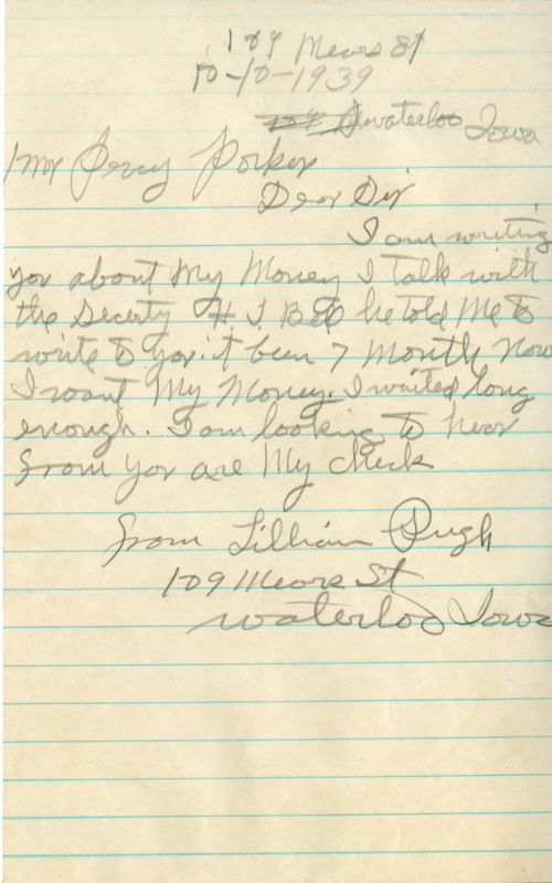 Correspondence Between Percy Parker And Lillian Push