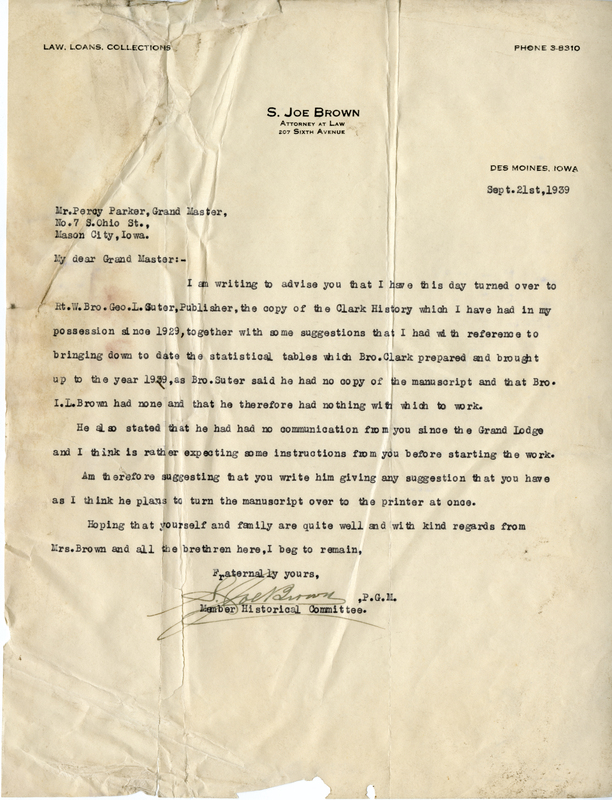 Written on Brown's law office letterhead.