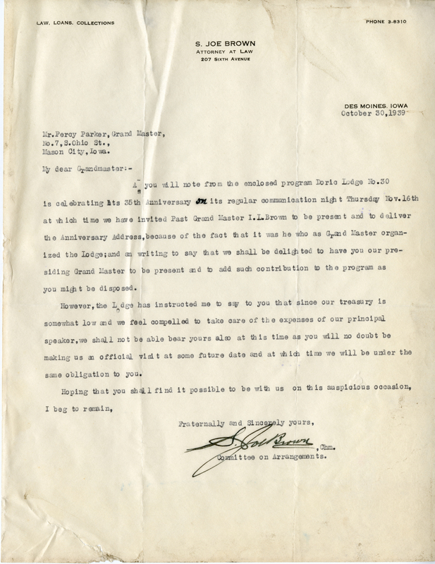 Written on Brown's law office letterhead.
