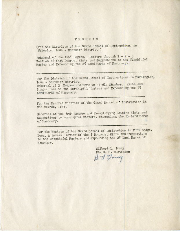Program For The Districts Of The Grand School Of Instruction