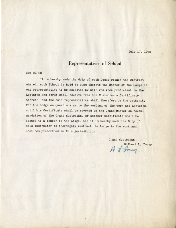 Letter on reverse (page 2) from North Star Lodge #2 to Beverly Taylor.
