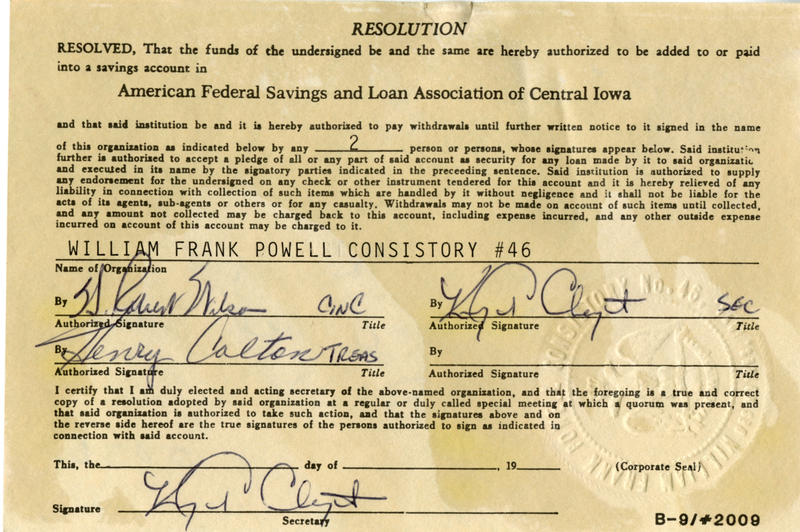 For William Frank Powell Consistory #46.
