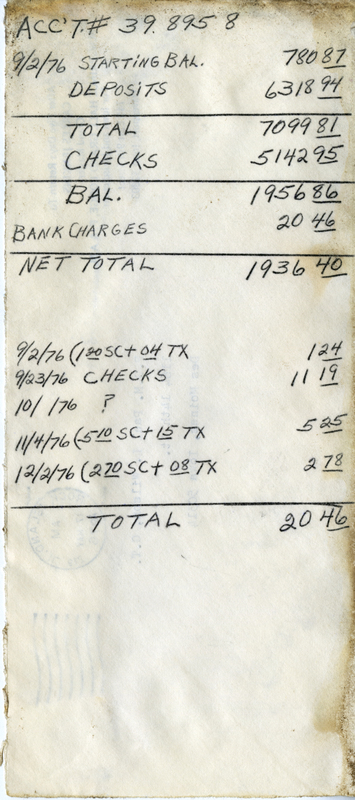 Note On Finances