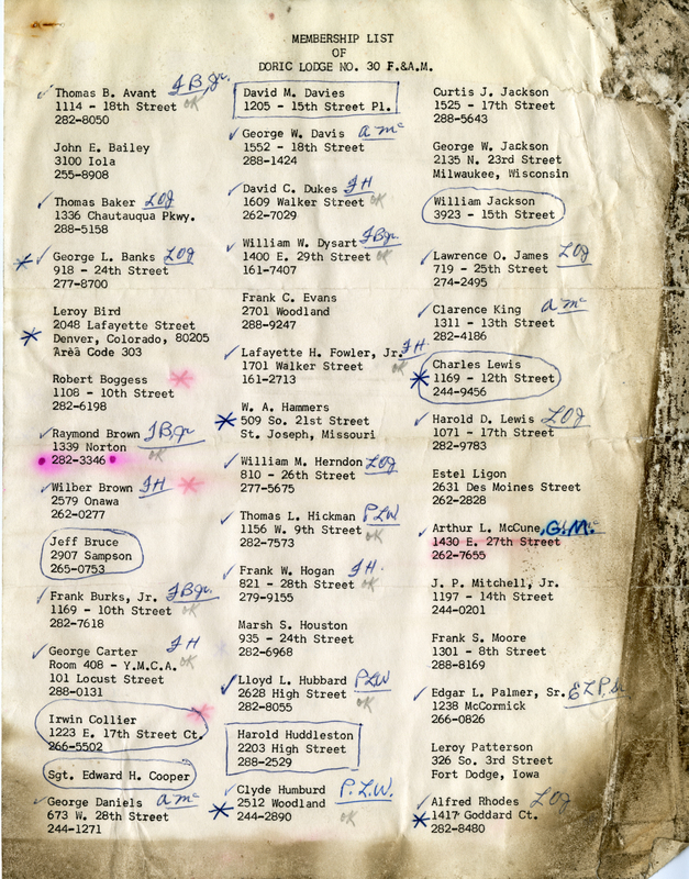 Lists names and addresses of members.