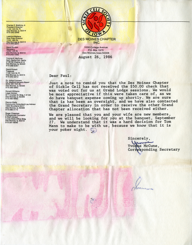 Describes donation that has not been received that was allocated to the society.