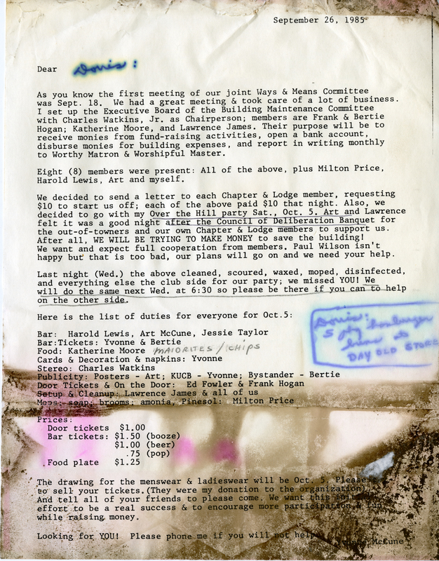 Correspondence From Yvonne Mccune