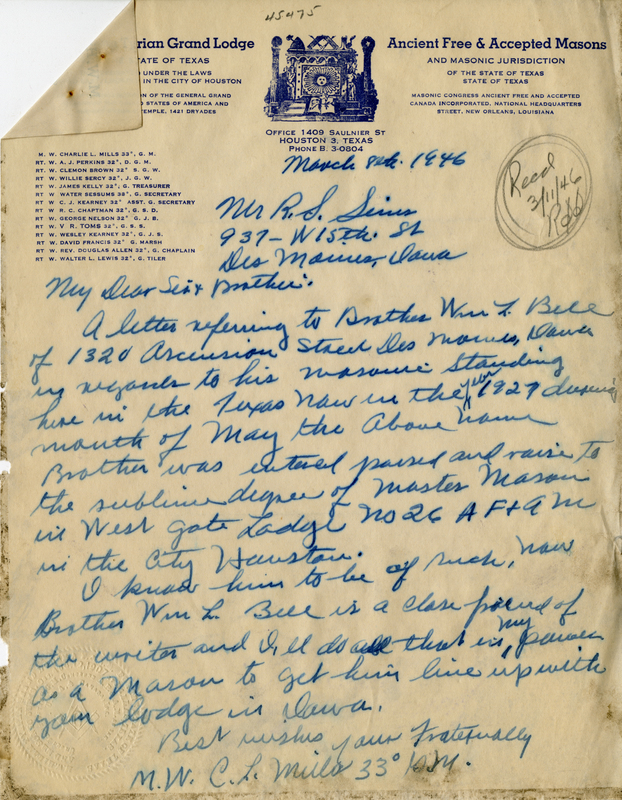 Correspondence Between R. S. Sims And C. L. Mills