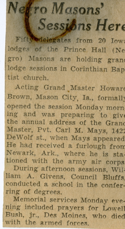 News clipping describing Grand Lodge sessions in Mason City.