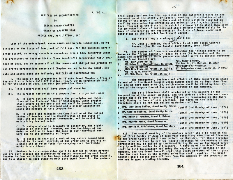 Articles Of Incorporation Of Electa Grand Chapter