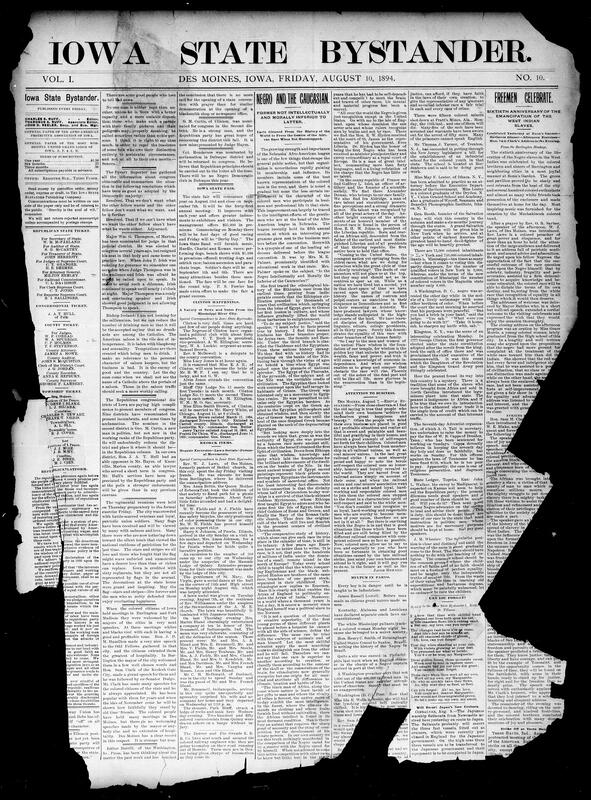 Contents include but are not limited to the Iowa State Fair, Emancipation Day, weather, the Sino-Japanese War, Keokuk, Iowa and and other topics.