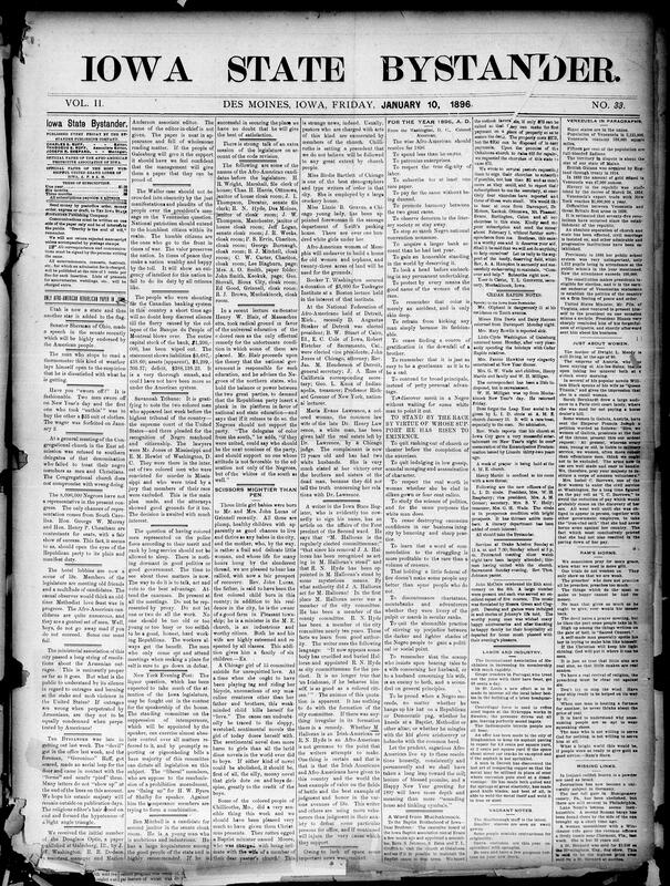 Contents include but not limited to reports on political debate over liquor law control in the legislature, commentary urging civic and party participation by Afro American citizens, court and criminal incidents including a daylight robbery and a building collapse with injured workmen, coverage of legal and legislative actions including bond calls and congressional resolutions, international developments such as unrest in Cuba and reports on South African conflicts, social and religious community news with meetings, donations and church services, labor and industry notes on unions and manufacturing innovations, education and uplift efforts emphasizing universal schooling and fund drives for institutions, personal interest human stories about elopement mishaps and social etiquette, and other topics.