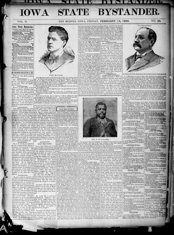 Contents include but not limited to reports on local political organizing and caucus results with vote counts and ward contests, details of speeches by Booker T Washington on citizenship education and northern duty to the South, notices of ministers and revival meetings and large evangelistic engagements, accounts of violent crimes trials and arrests including murder and burglary with case outcomes, reports of a major packing plant fire and a boiler explosion with casualties, updates on legislative activity with bills introduced and committee actions and municipal concerns, international unrest in Spain Cuba and Corea with troop movements and public demonstrations, public health advances in diphtheria treatment and immigration trends, and other topics.