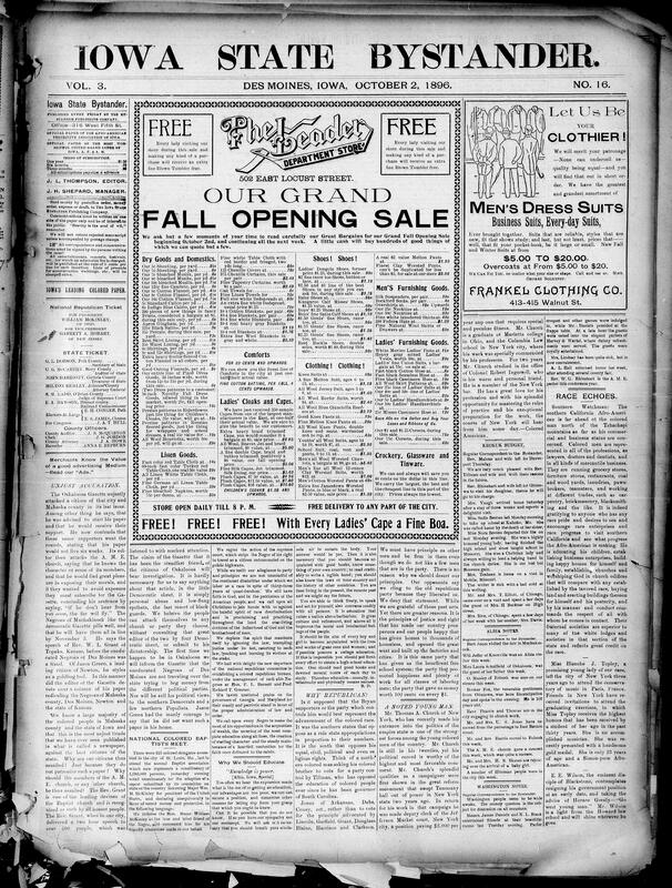 Contents include but are not limited to pioneer J.T. Gunning dies suddenly during conversation, train strikes wagon (driver survives but horses killed near Oxford), Algona child dies from burns and sibling dies of typhoid, Mahaska County court faces record docket as sensational lawsuits get filed, Tynan conspiracy dismissed as police fabrication with no political link found, Cuban insurgents kill twenty-three Spanish volunteers in fight, rats attack and kill infant left alone in Baltimore, hurricane sweeps Southeast U.S. with widespread destruction and fatalities reported, and other topics.