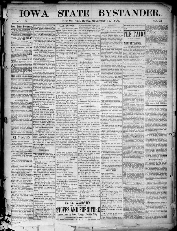 Contents include but are not limited to community news (Newton, Albia, etc.), man found dead in home (ruled by death by natural cause), Fisk University history and Provident Hospital opening highlighted, man pleads guilty to bigamy to satisfy vengeful wife, Methodist minister shoots druggist after liquor search confrontation, King Oscar II chosen as fifth arbitrator for Venezuelan boundary dispute, Spanish soldiers massacre nineteen Cuban civilians and American citizen also injured, Sultan promises Armenian reforms following French diplomatic pressure, and other topics.