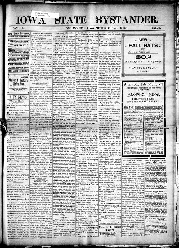 Contents include but are not limited to Sunday School Council meets in Albia to discuss improvement strategies, Thanksgiving celebration, community news (Newton, Oskaloosa, etc.), General Miles urges army increase, coast defenses, and Alaska troops, Naval board designs three million dollar government armor manufacturing plant, commissioner Delavan requests increased funding for fish stocking and protection, Novak found guilty of second-degree murder with jury recommending ten years in prison, massive London fire destroys 150 warehouses causing millions in damage, China protests German occupation of Kiao-Chao and seeks Russian aid, and other topics.