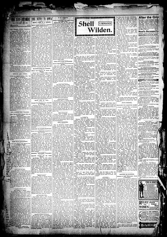 Contents include but are not limited to new lodge set up by Knight of Pythias, Captain Amos Brandt interview, results of Iowa special county elections, drawing and praise for local figure Victor B. Walker, community news (Muchakinock, Burlington, etc.), General Eagan court martial continued, potential advance pay for American soldiers in Cuba, Iowa State Board of Control, fire at Iowa falls, Philippine-American war, Russia defies England, and other topics.