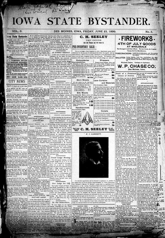 Contents include but are not limited to Rochester dedicates monument to honor Frederick Douglass's memory, wealthy white man convicted of murdering a Black woman, Roosevelt says college men are more valuable than millionaires, Grand Order of Odd Fellows 18th annual meeting, Republican County Convention, community news (Albia, Muchakinock, etc.), prominent formerly enslaved Newton businessman and veteran Jason Green dies, Transvaal prepares for defense as war risks advance, winter damages Iowa fruit crop with report giving harvest percentages, smallpox outbreak in Howard County, mob of 8,000 strikers destroys Cleveland streetcar barns, and other topics.