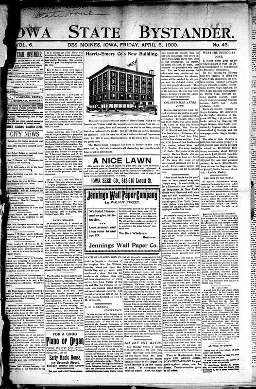 Contents include but are not limited to AME conference, Jerry Hartenbower inaugurated as new Des Moines Mayor, numerous Black applicants seek Des Moines city appointments, progress report highlights Black achievements in education and economy, Bystander urges Black Americans to prepare for upcoming census, Congress debates reducing war taxes, Minister Merry successfully prevents war between Nicaragua and Costa Rica, and other topics.