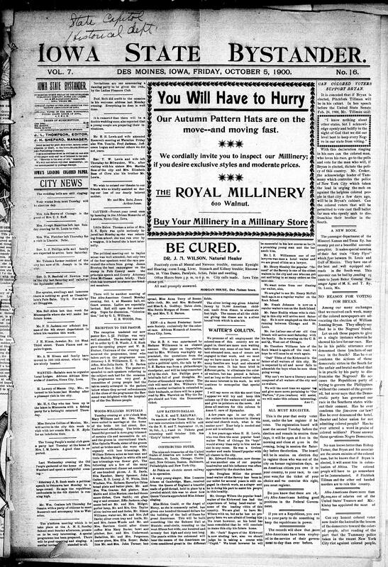 Contents include but are not limited to voters must register to vote this election year, editorial questions Black voters supporting Bryan and Tillman, express messenger kills train robber and accomplice flees, Secretary Hay's China policy gaining support from European powers, Chinese government officially confirms punishment of Prince Tuan, Chinese forces surrender to Russians in Manchuria, U.S. and Germany agree on punishment for Chinese officials, and other topics.