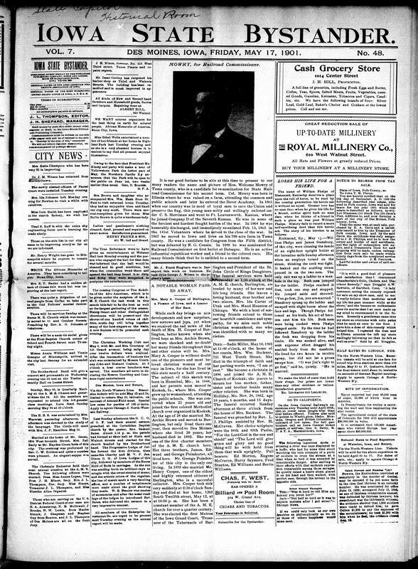 Contents include but are not limited to Bystander promotes Civil War veteran for Railroad Commissioner, man sacrifices himself to save friend from boiler, death of a notable local figure, President McKinley cancels trip due to wife's serious illness, man runs corn market up to 60 cents per bushel, Albany streetcar strike becomes riotous causing military interventions and casualties, and other topics.