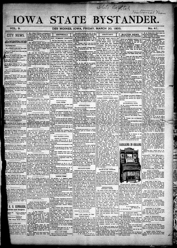 Contents include but are not limited to Governor Cummins reaffirms his position on tariff reform, community news (Dubuque, Fort Madison, etc.), insurance news, obituaries, interurban express service begins connecting towns to Des Moines, Ex-Deputy Marshal Richards expected to surrender soon, President Roosevelt to visit Des Moines and other Iowa cities, Cornell senior robbed, Iowa corn growers invited to St. Louis World's Fair, and other topics.
