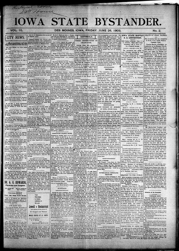 Contents include but are not limited to description of a brutal torture and murder of a Black woman, Iowa State Baptist convention, Iowa State Fair horse exhibit promises to be excellent, railroad confident of August 1 opening for Iowa State Fair, advertisements claims savings on pianos and organs, King Peter receives an enthusiastic public reception in Belgrade, striking miners suspected of dynamiting a worker's home, and other topics.