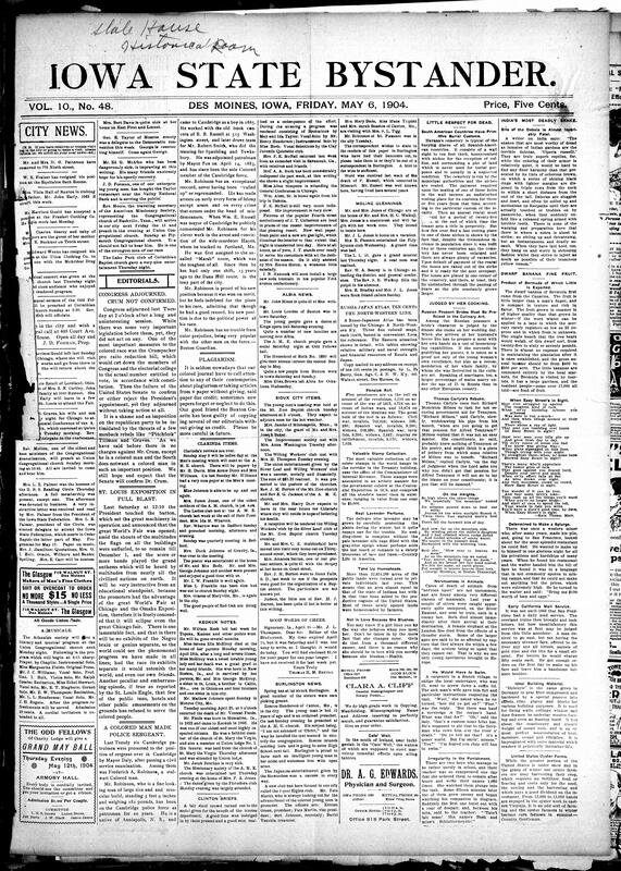 Contents include but are not limited to banker indicted for bank failure, four unidentified men burned to death in a boxcar fire, man granted new trial for wife murder conviction, tornado strikes Meriden, Iowa, eleventh district Republicans nominate Elbert H. Hubbard for congress, Hearst forces sweep Iowa Democratic convention, Japanese drive Russians back after five-day battle on Yalu, and other topics.